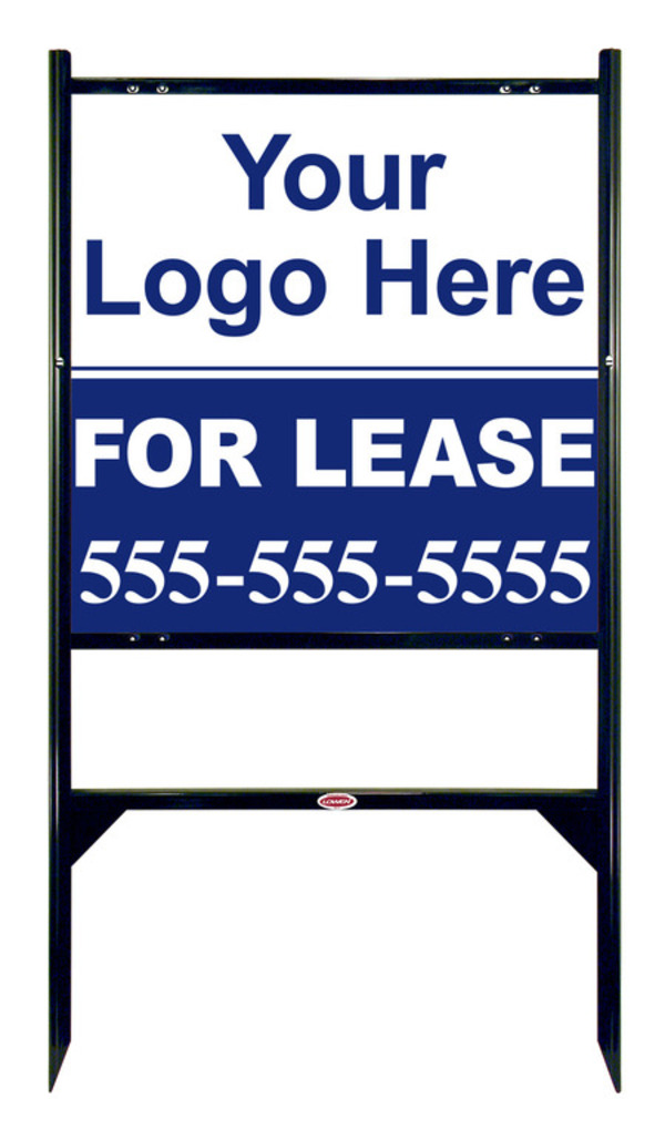 For Lease Property Angle Iron Sign Unit with Area For Company Logo, 24h x 24w, Black